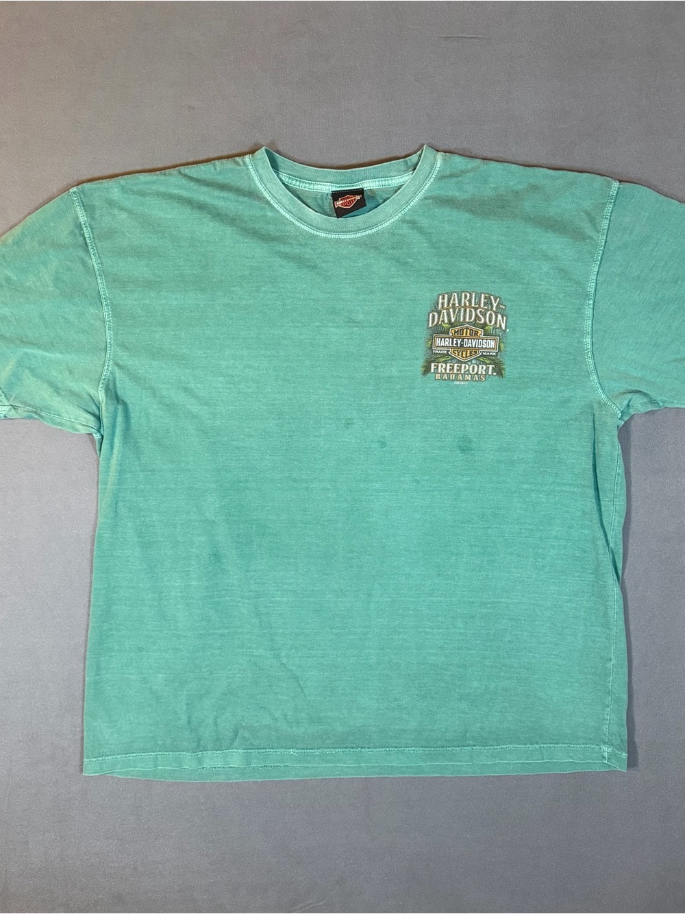 Vintage Harley Davidson Freeport Bahamas Tee Faded Teal - 3X